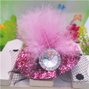 New 5cm Diameter Hat hair barrettes Party Prom Hair Clip With Fur