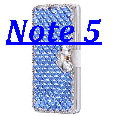 Note 5 /Note 4 Bling Diamond Silk Skin Wallet Stand Leather Cases for Samsung Galaxy Note 4 /Note 5 Cover Elegant With Card Slot - Shopy Max