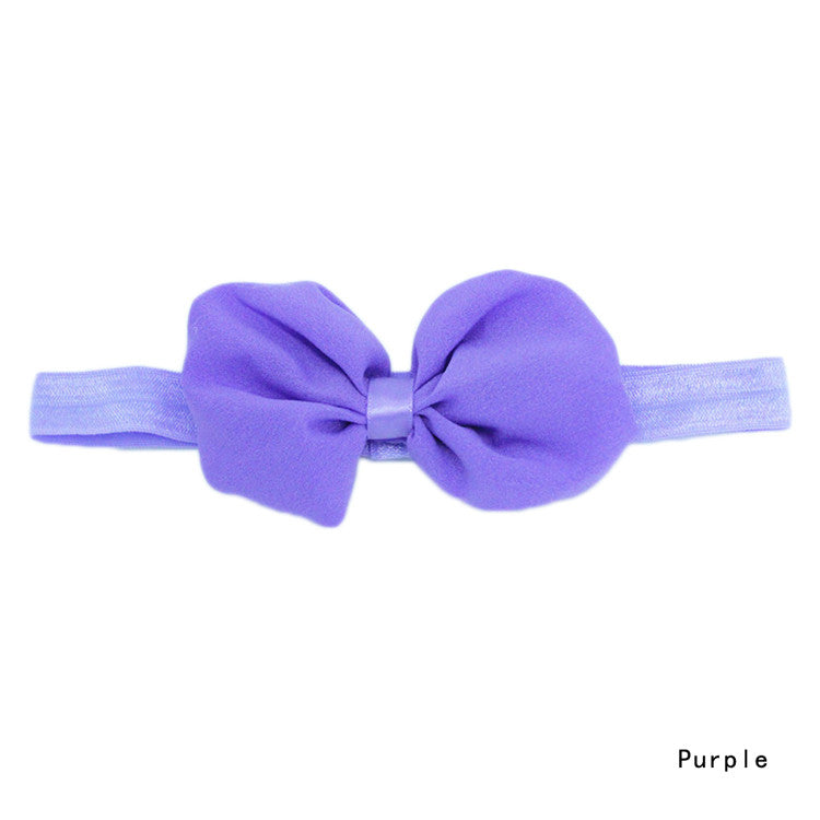 New High Quality 1pc 14 Colors Chiffon Bowknot Baby Headbands Solid Color