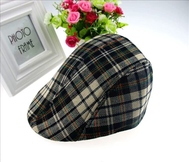 2016 Spring and Autumn Kids Fashion Berets Plaid Hats For Baby Boy And Girl Hat And Cap 9 colors