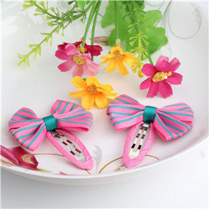 New Sale 1 lot=2 Pcs Bowknot Hairpins 17 colors Baby Hair Clip Summer Style