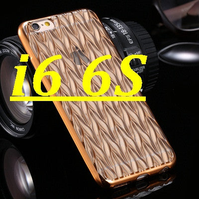 Plating Gold Frame Weave Skin Case for iPhone 6 /6s for iPhone 6 Plus / 6s Plus Soft TPU Back Cover Slim Protective Accessories - Shopy Max