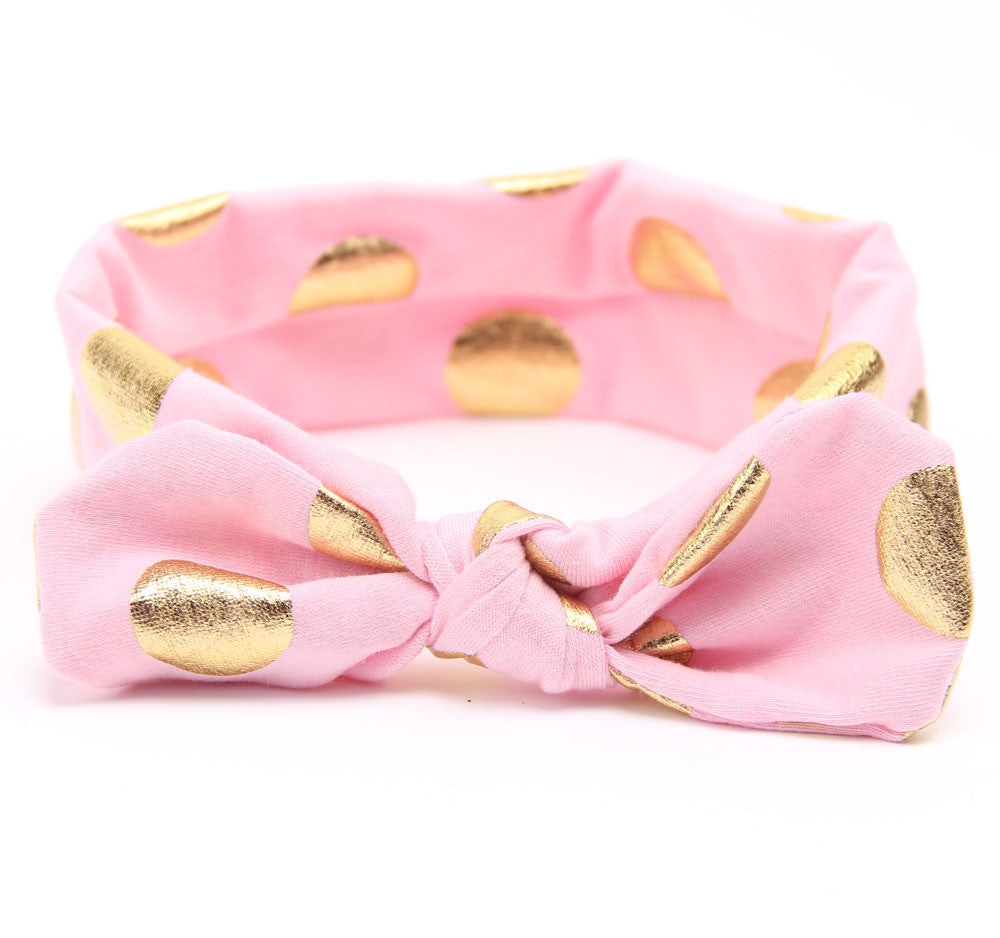 Gold Baby Cotton Headband Girls Knotted Head Wraps Jersey Knit Headwraps Gold Headband - Shopy Max