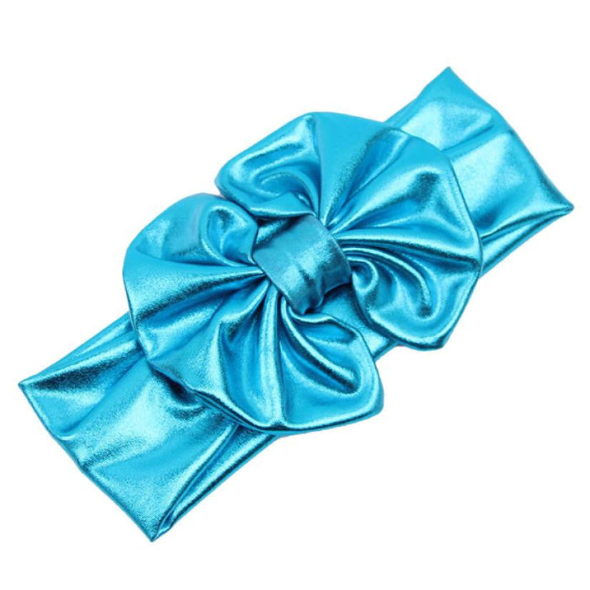 New Fashion Children Metallic Messy Big Bow baby Girls Headband Baby kids Cloth Turban - Shopy Max