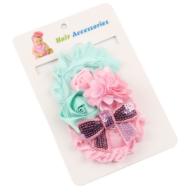 8Clrs children Infant Baby toddler girls lace multi color rose & fringed flower Headband Headwear HairBand - Shopy Max