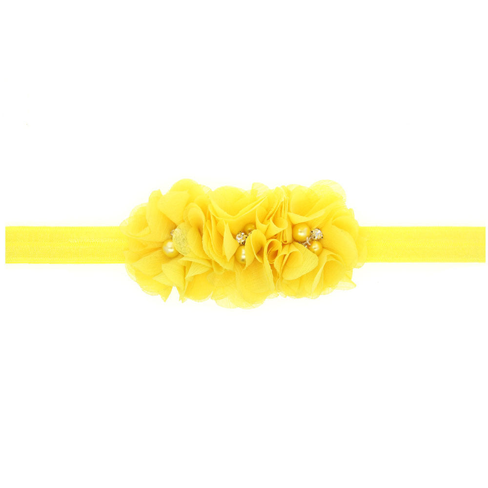 20Clrs New Fashion Hot children kids Baby girls pearl diamond 3 flowers Headband Headwear Hair Band Head Piece Accessories