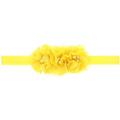 20Clrs New Fashion Hot children kids Baby girls pearl diamond 3 flowers Headband Headwear Hair Band Head Piece Accessories