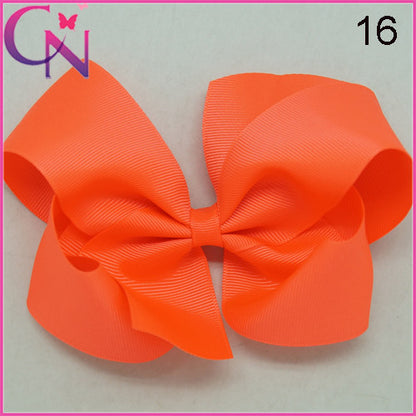 High Quality 6" Fashion Solid Ribbon Hair Bow For Baby Kids Girls Handmade Hair