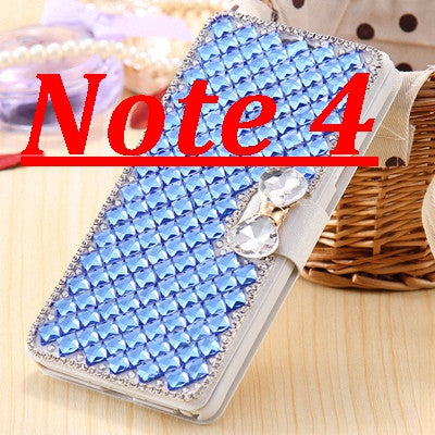 Note 5 /Note 4 Bling Diamond Silk Skin Wallet Stand Leather Cases for Samsung Galaxy Note 4 /Note 5 Cover Elegant With Card Slot - Shopy Max