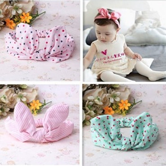 New Dot Bow Hair Band Kid Hair Accessories Girls Cotton Rabbit Headband Newborn