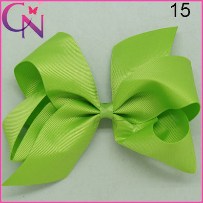 High Quality 6" Fashion Solid Ribbon Hair Bow For Baby Kids Girls Handmade Hair