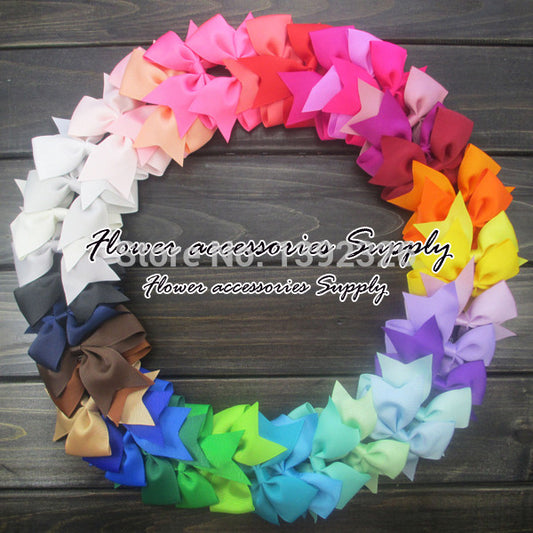 Free Shipping 60pcs/lot 40 Colors 3.5" Grosgrain Pinwheel Hair Ribbon Bows WITHOUT CLIP Children Hair Infant Bows Ties