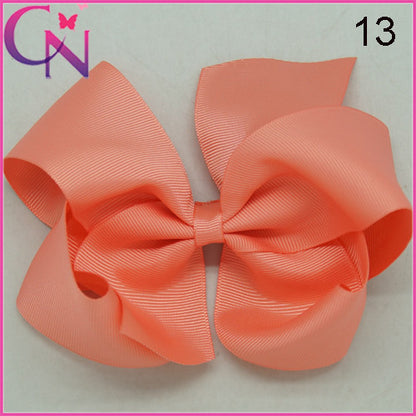 High Quality 6" Fashion Solid Ribbon Hair Bow For Baby Kids Girls Handmade Hair