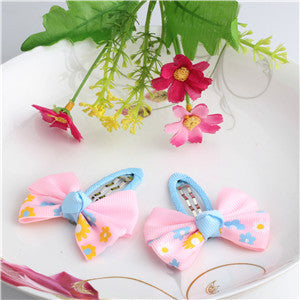 New Sale 1 lot=2 Pcs Bowknot Hairpins 17 colors Baby Hair Clip Summer Style