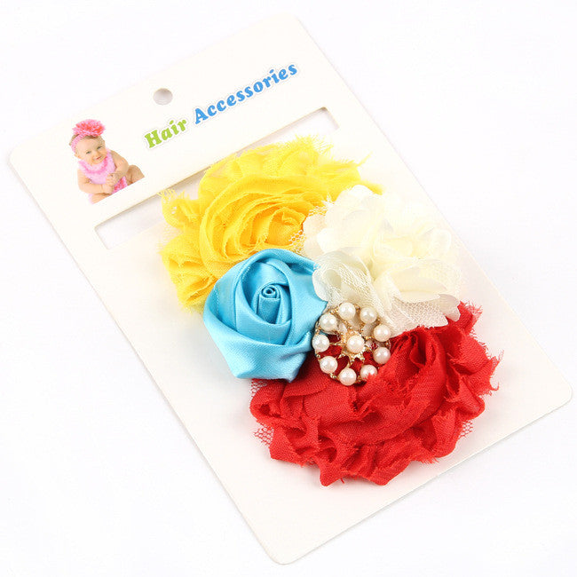 8Clrs children Infant Baby toddler girls lace multi color rose & fringed flower Headband Headwear HairBand - Shopy Max