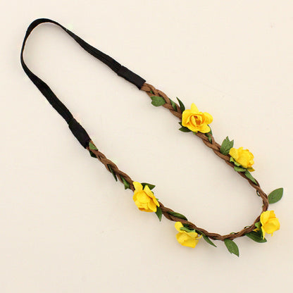 Fashion Women Bride Flower Headband Bohemian Style Rose Flower Crown Hairband Ladies - Shopy Max