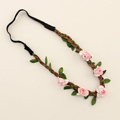 Fashion Women Bride Flower Headband Bohemian Style Rose Flower Crown Hairband Ladies - Shopy Max